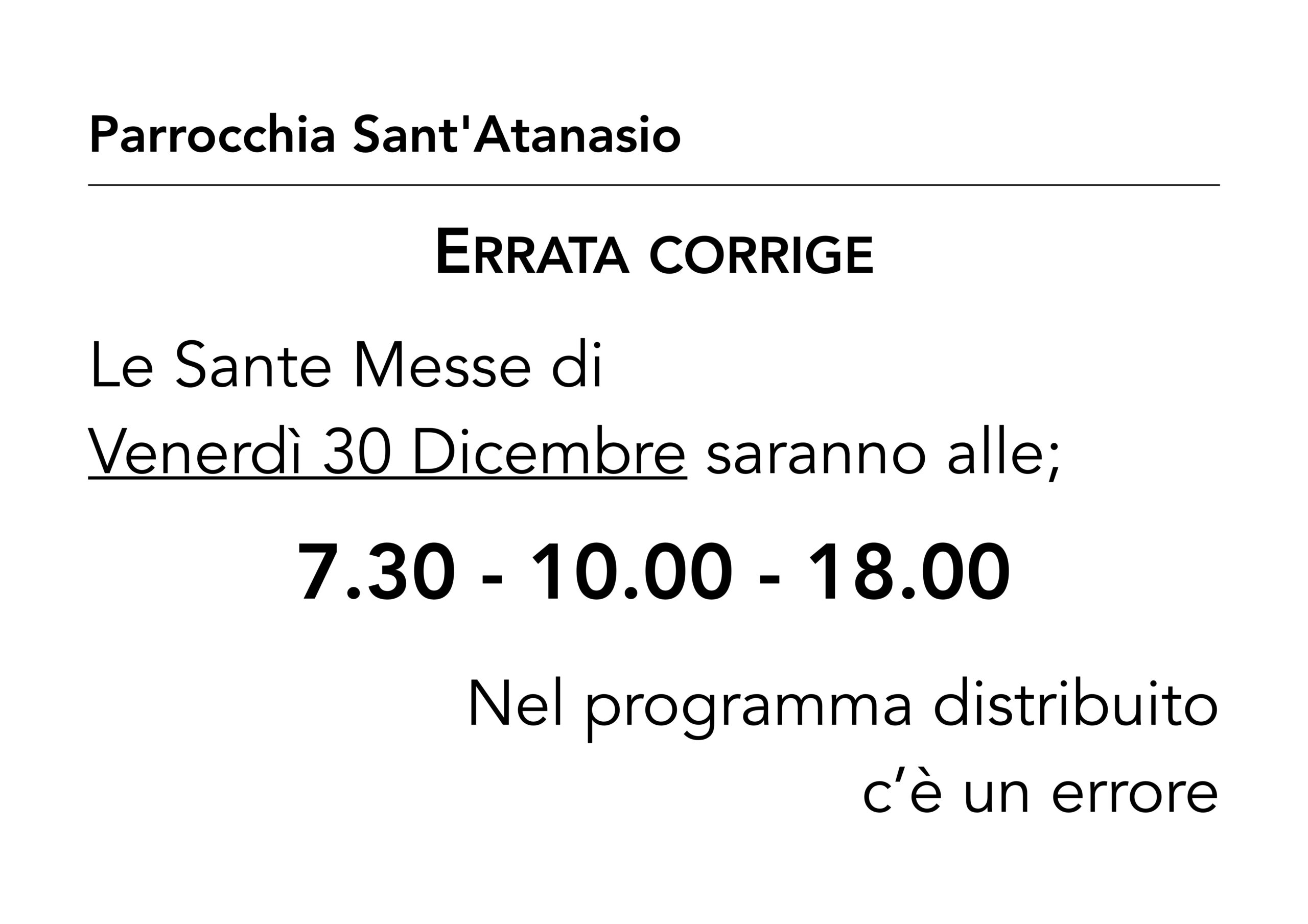 Orario Messa 30 dicembre 2022