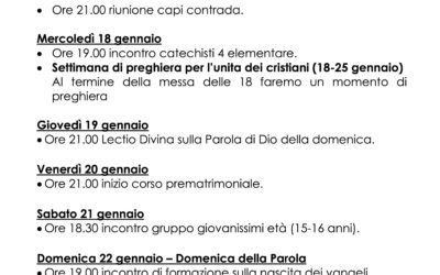 Bacheca 16-22 gennaio 2023