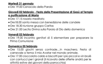 Bacheca 30 gennaio – 5 febbraio 2023
