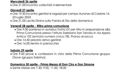 Bacheca 24-30 aprile 2023