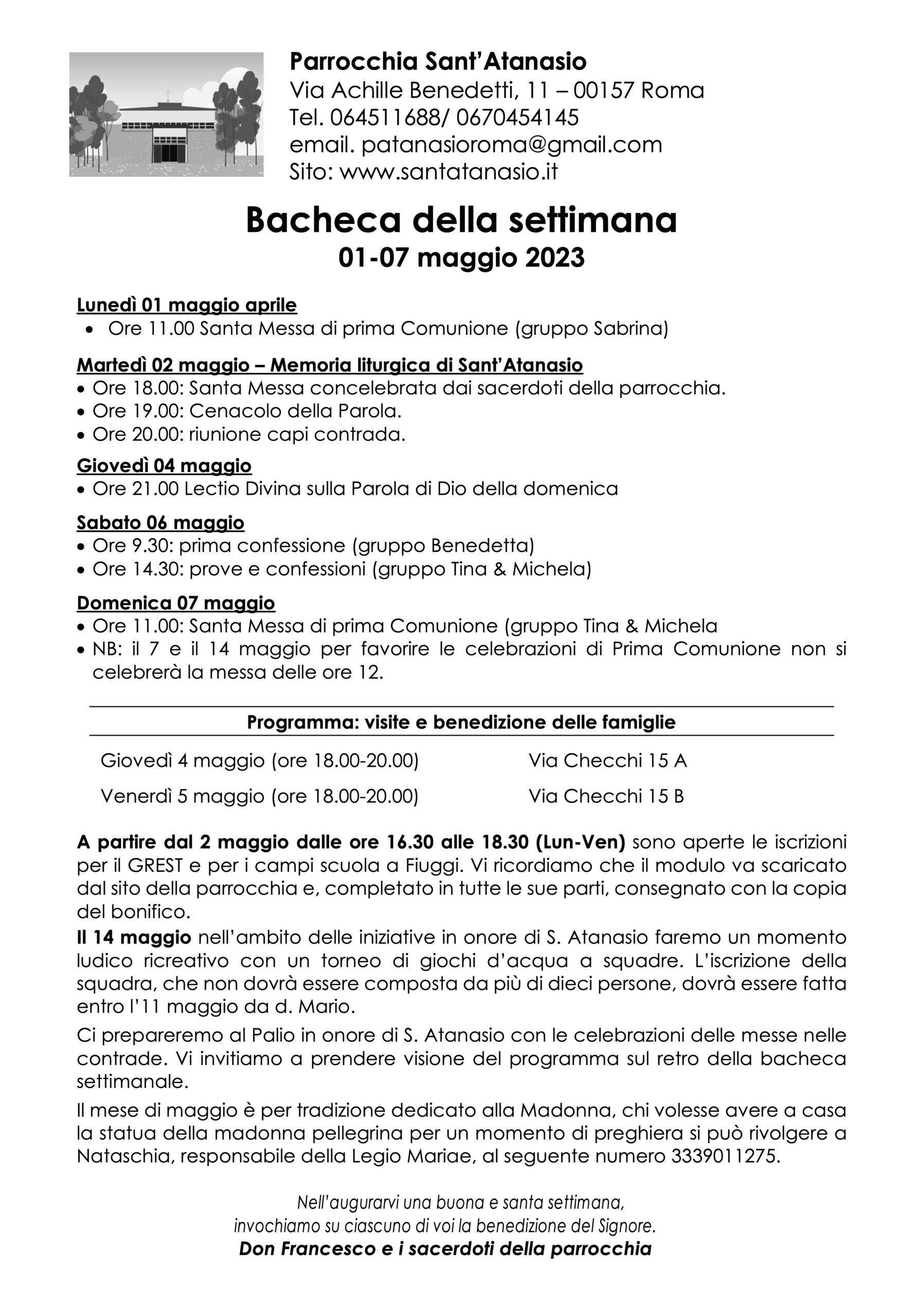 Bacheca 1-7 maggio 2023