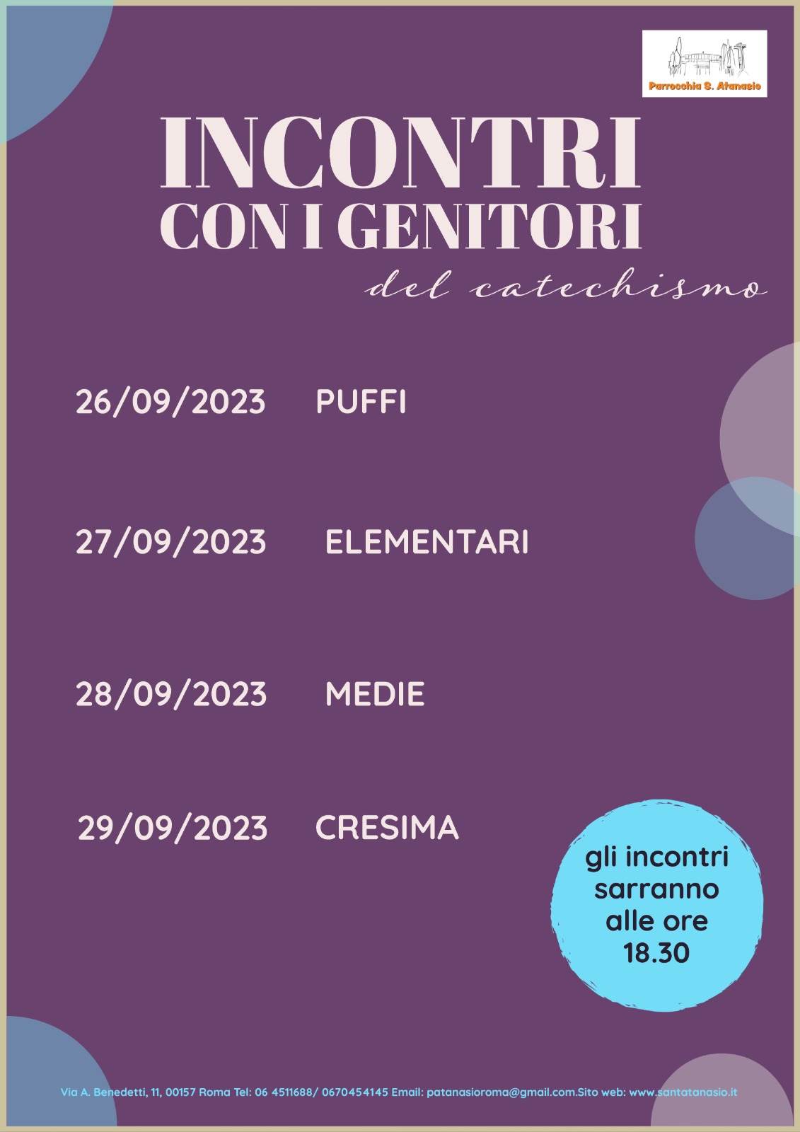 Incontri con i genitori e iscrizione Catechismo 2023/2024