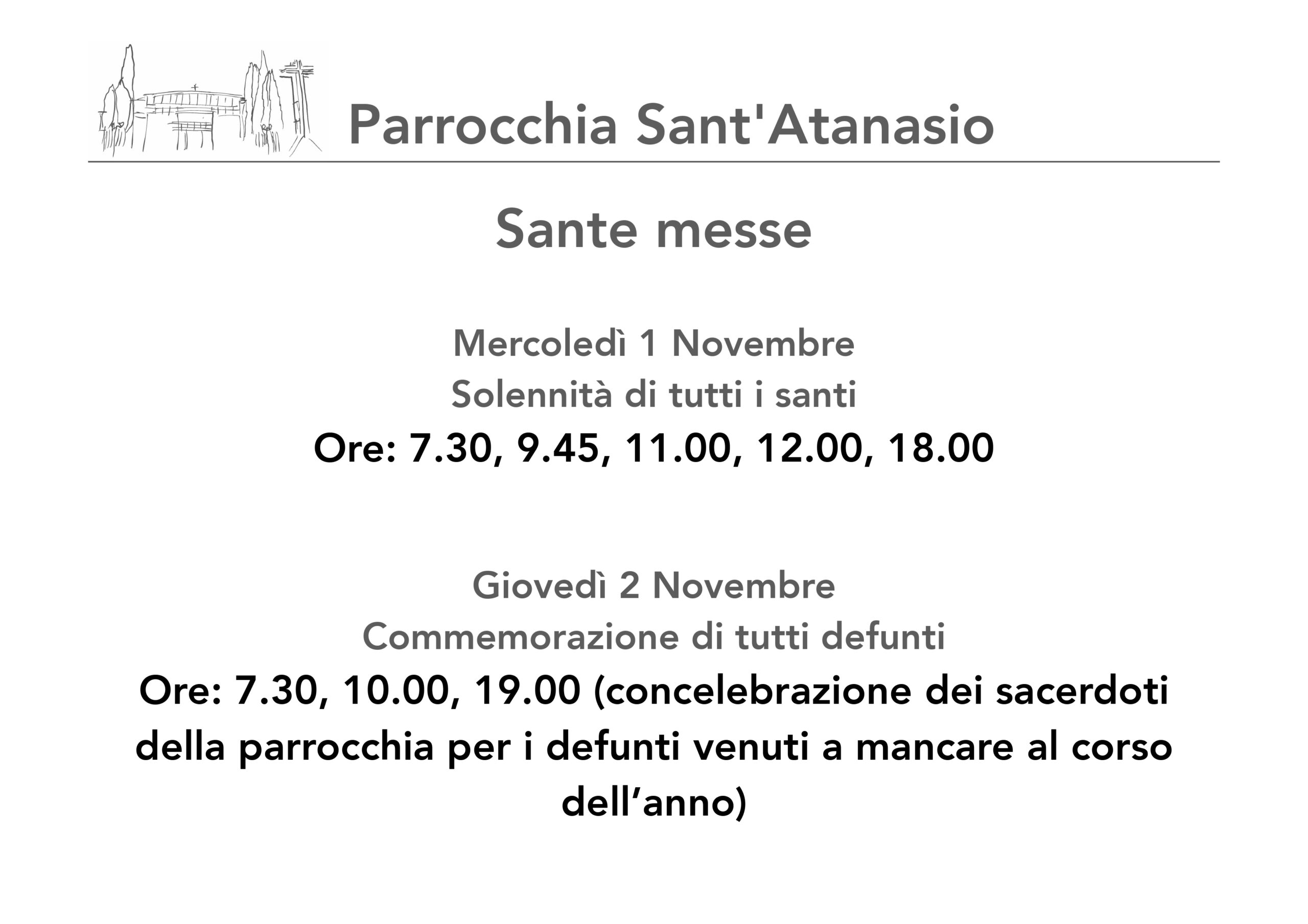 Sante Messe 1 – 2 novembre