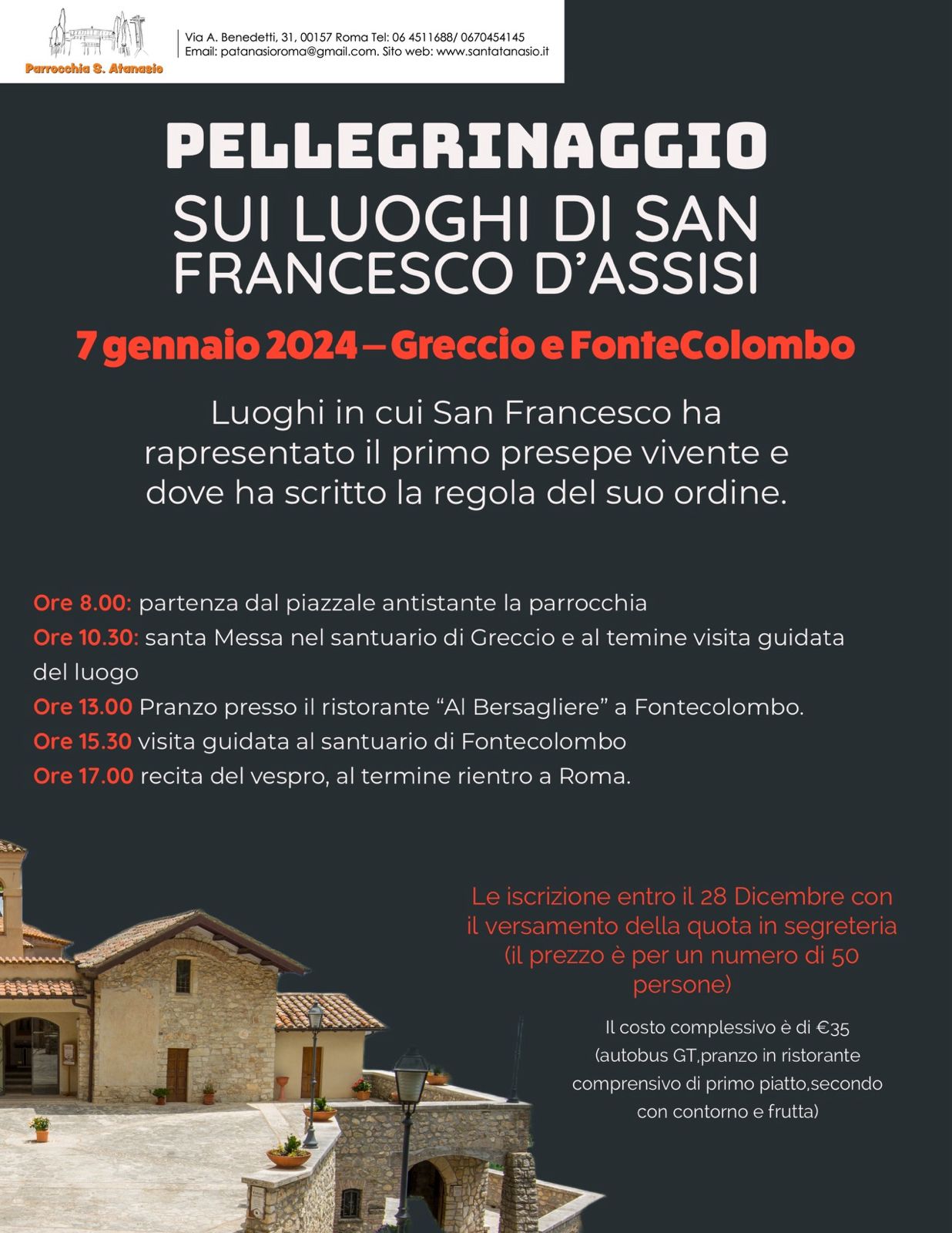 Pellegrinaggio sui luoghi di S. Francesco d’Assisi – 7 gennaio