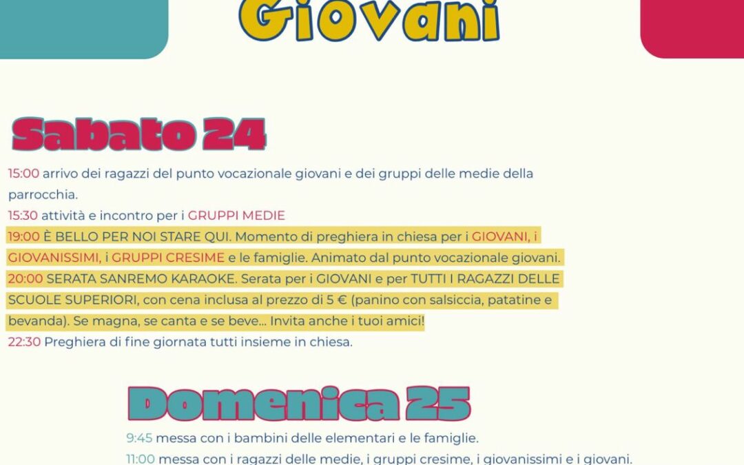 Missione del Punto Vocazione Giovani