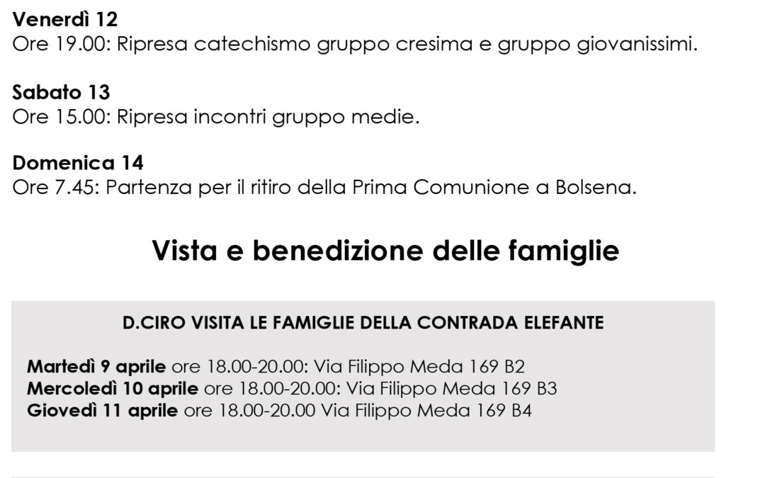 Bacheca 8 – 14 aprile 2024