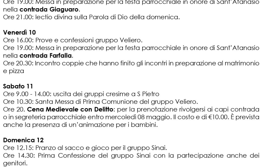 Bacheca 6 – 12 maggio 2024
