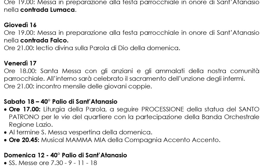 Bacheca 13 – 19 maggio 2024