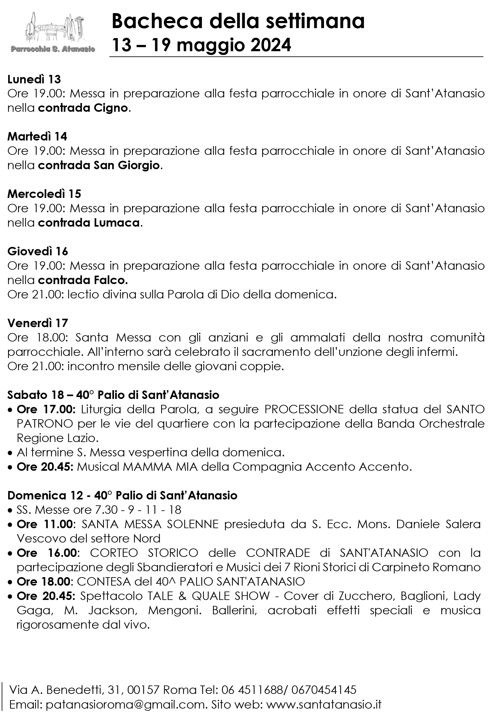 Bacheca 13 – 19 maggio 2024