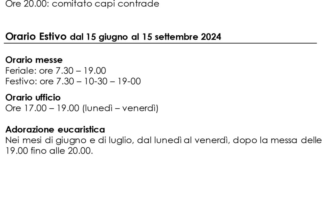 Bacheca 10 – 16 giugno 2024