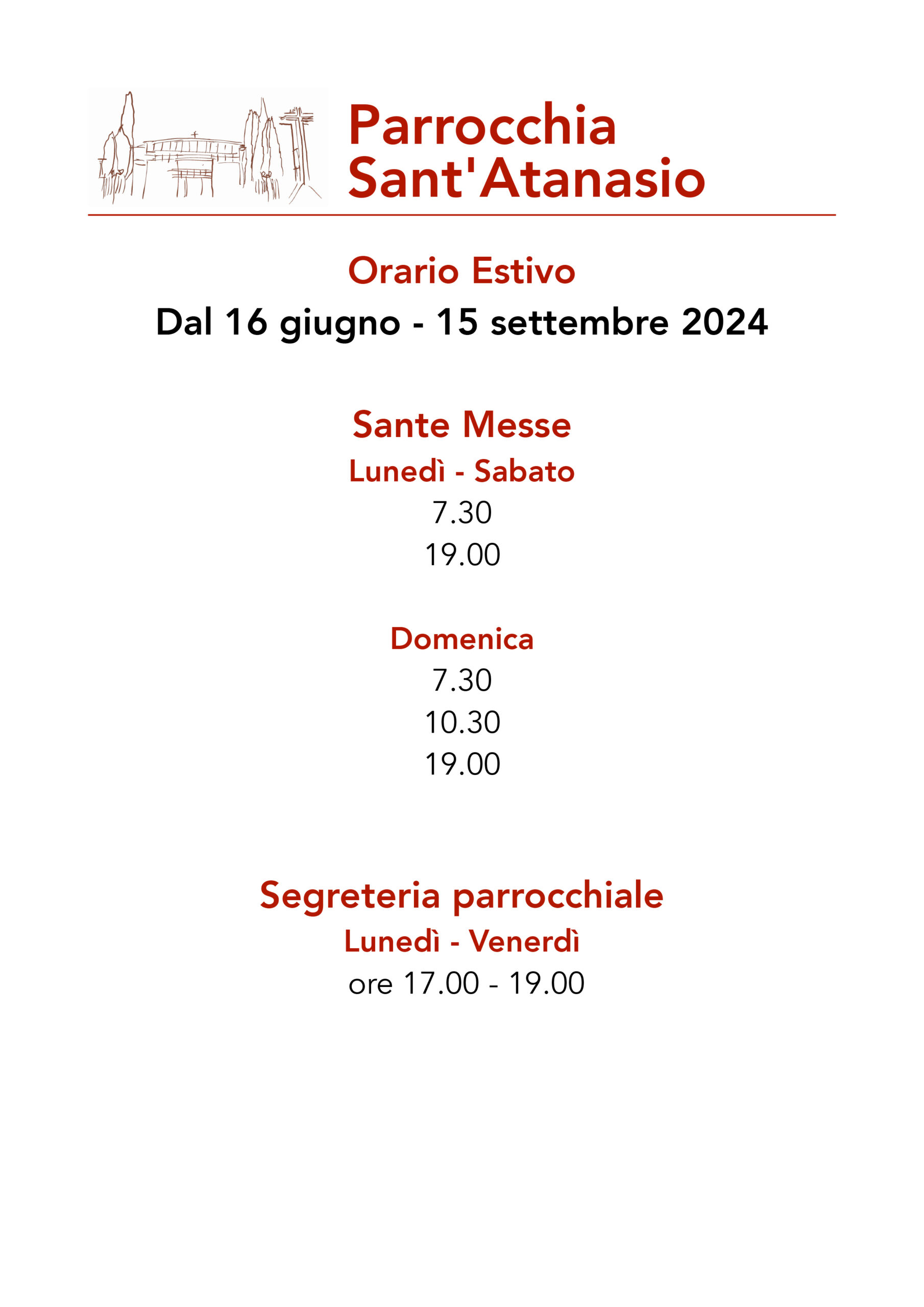 Orario estivo 2024
