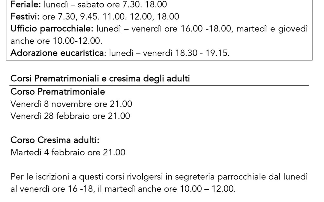 Bacheca 16 – 22 settembre 2024
