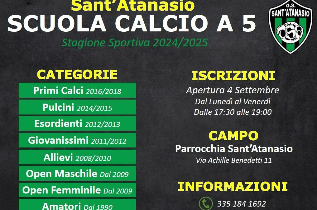 Iscrizioni Scuola Calcio a 5 2024/2025