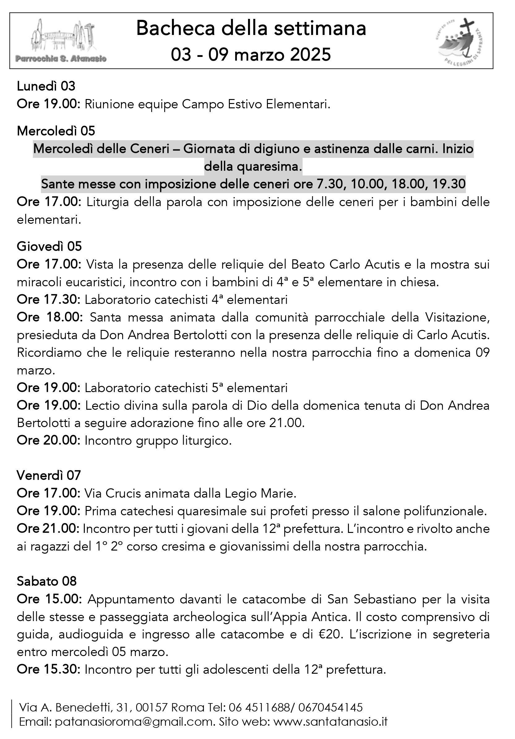 Bacheca 3 – 9 marzo 2025