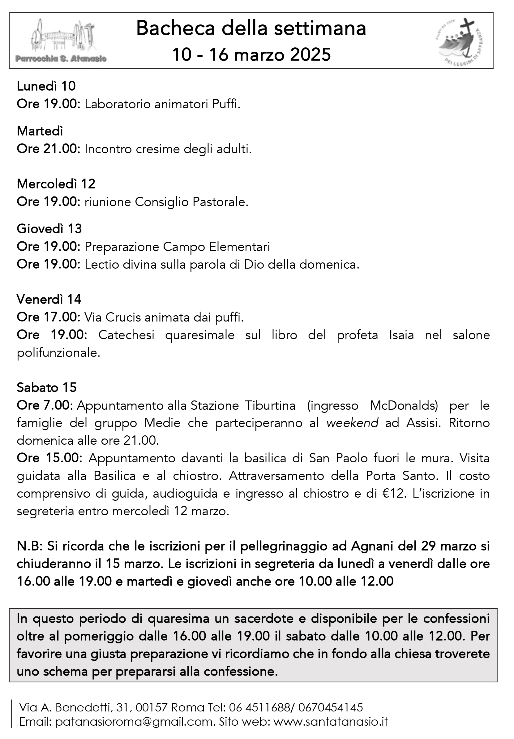 Bacheca 10 – 16 marzo 2025