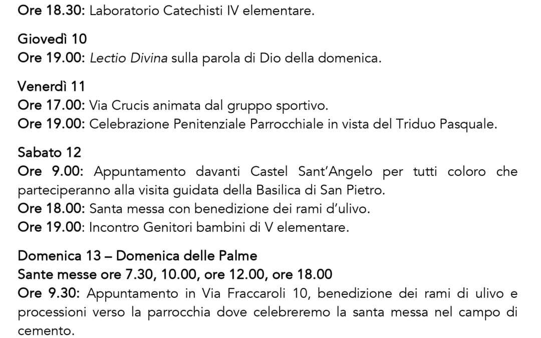 Bacheca 7 – 13 aprile 2025