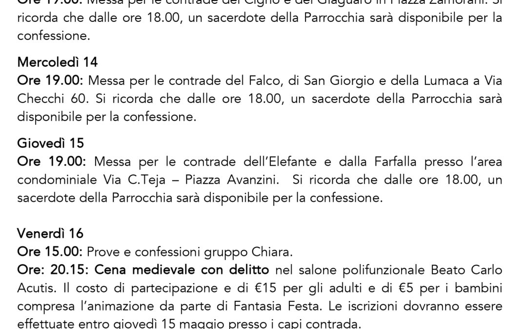 Bacheca 12 – 18 maggio 2025