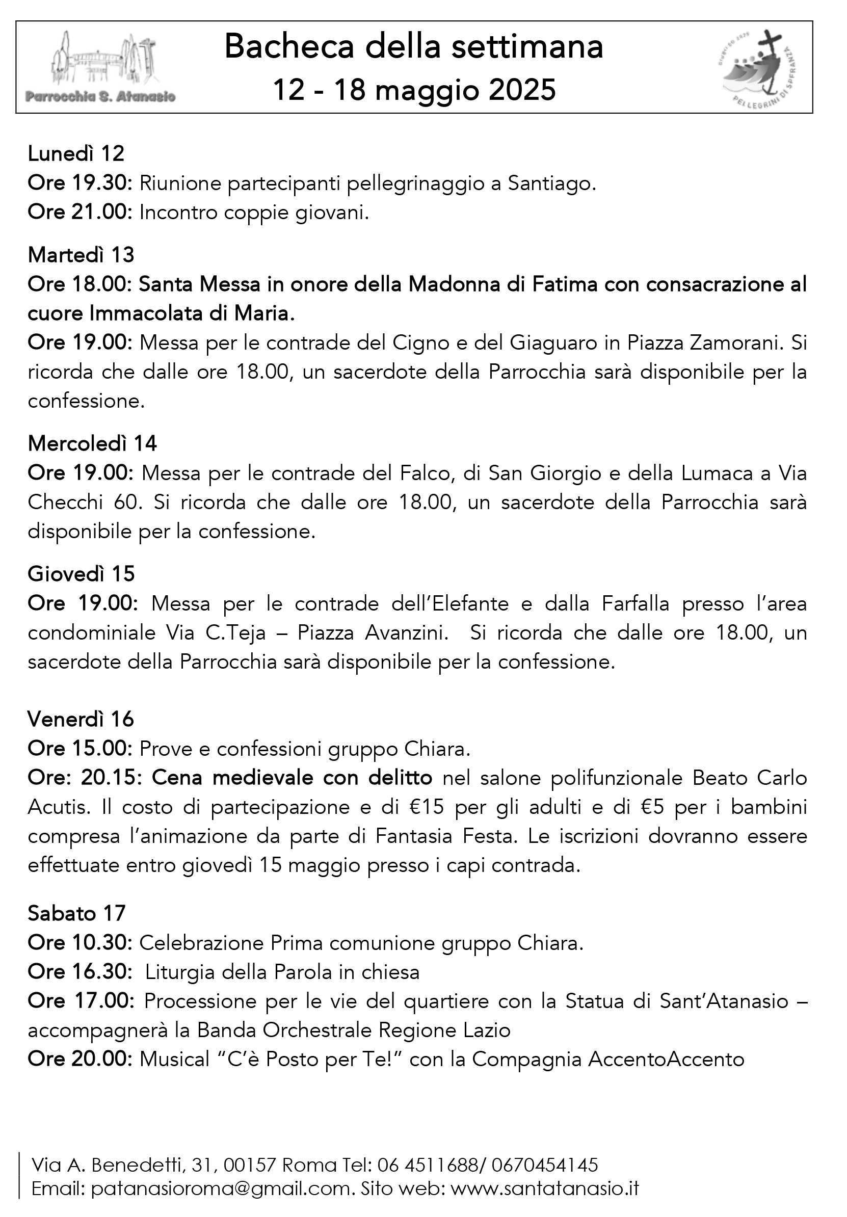 Bacheca 12 – 18 maggio 2025