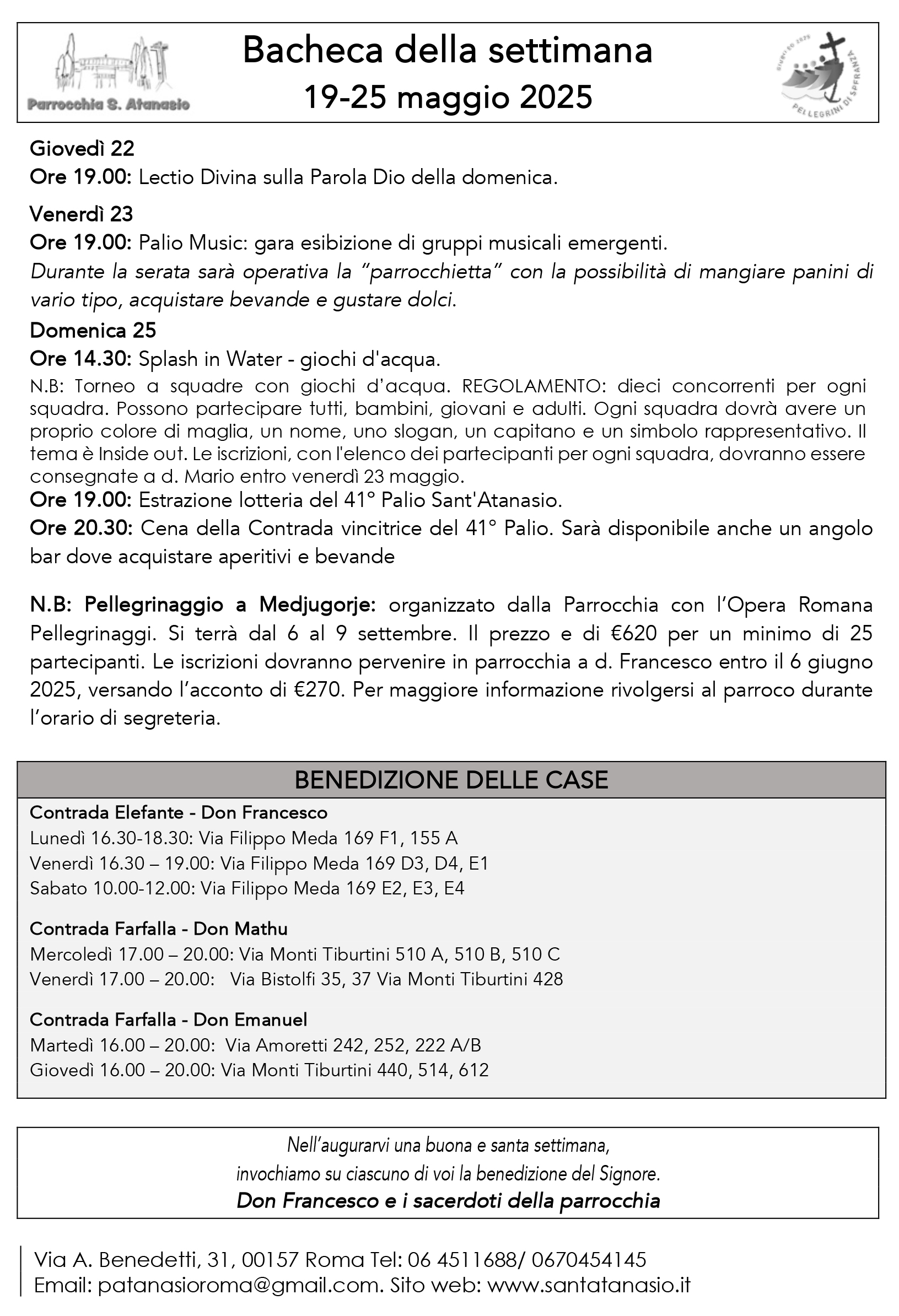 Bacheca 19 – 25 maggio 2025