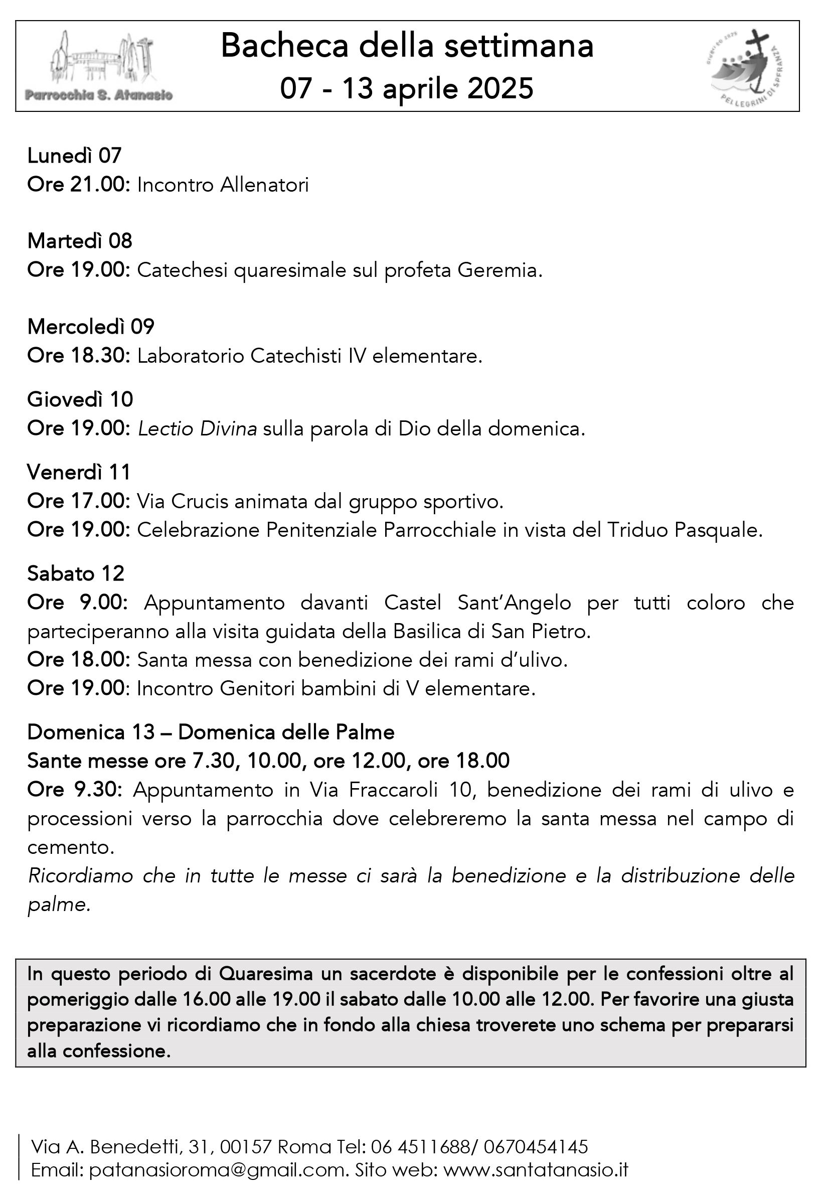 Bacheca 7 – 13 aprile 2025